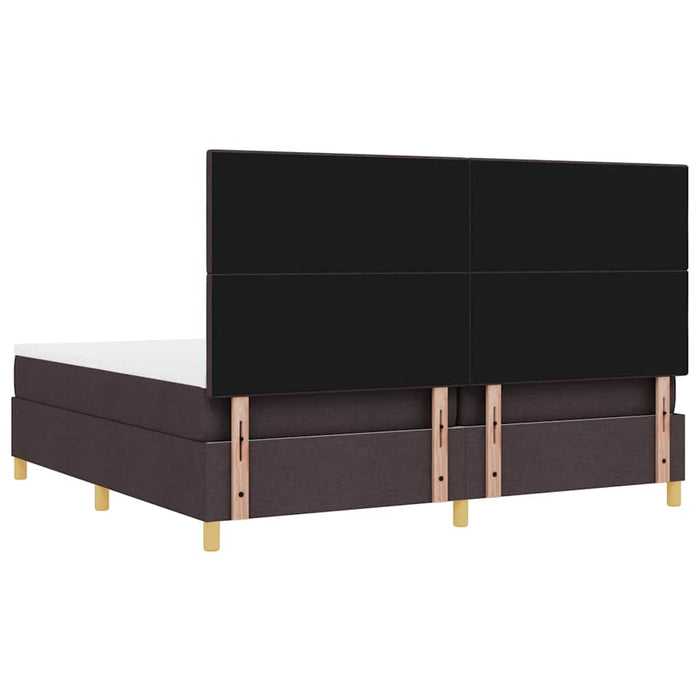 Pat cu arcuri cu headboard Maro închis 200 x 200 cm țesătură WALTI