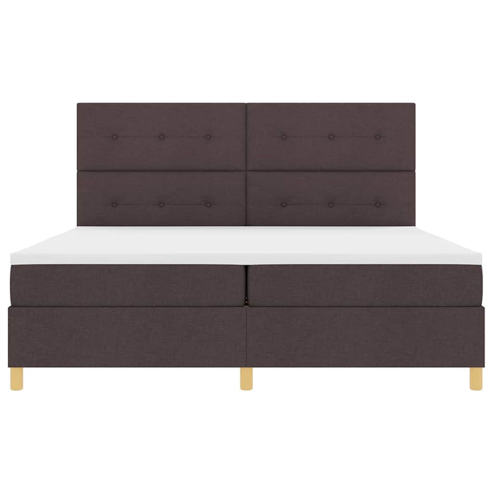 Pat cu arcuri cu headboard Maro închis 200 x 200 cm țesătură WALTI