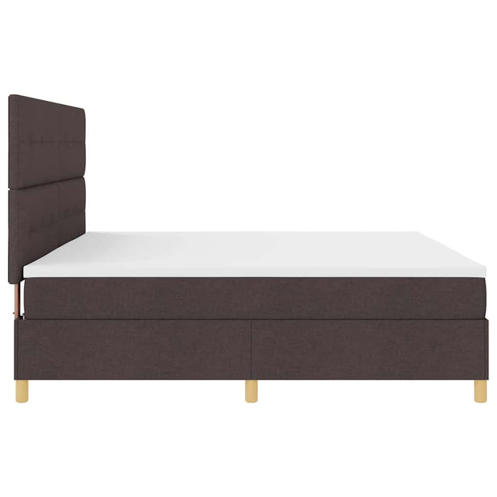 Pat cu arcuri cu headboard Maro închis 200 x 200 cm țesătură WALTI