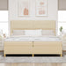 Pat cu arcuri cu saltea cu headboard Crem 200 x 200 cm țesătură - WALTI WALTI