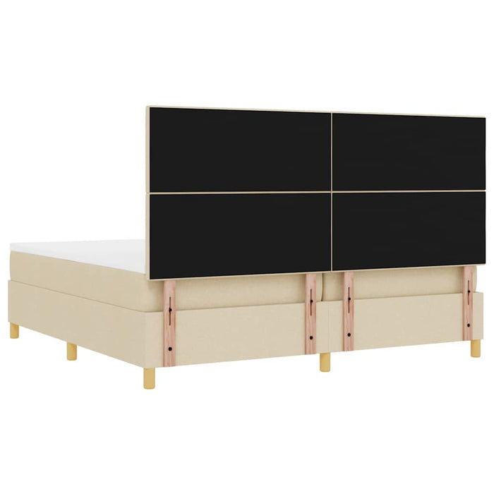 Pat cu arcuri cu saltea cu headboard Crem 200 x 200 cm țesătură - WALTI WALTI