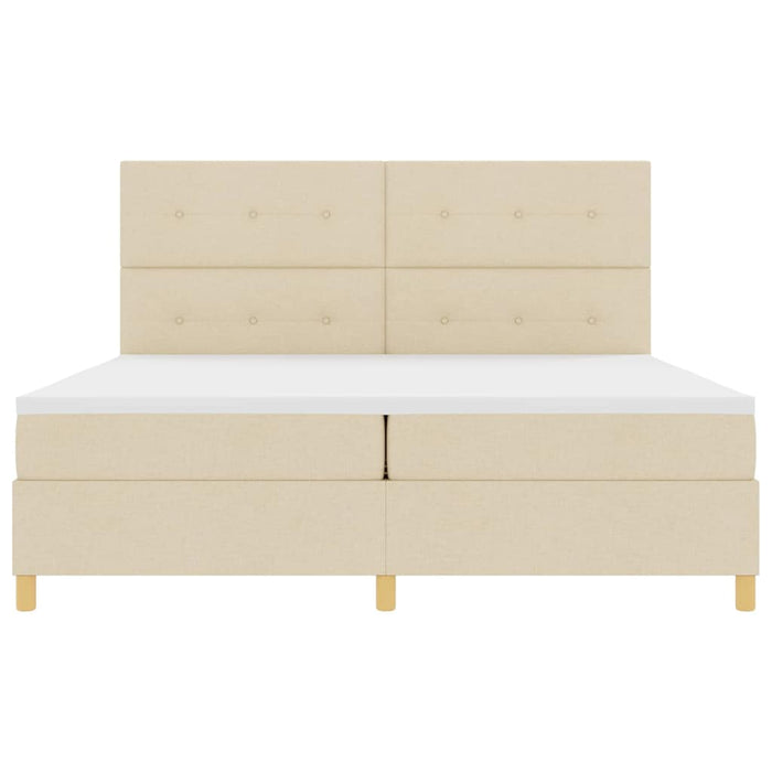 Pat cu arcuri cu saltea cu headboard Crem 200 x 200 cm țesătură - WALTI WALTI