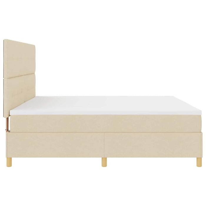 Pat cu arcuri cu saltea cu headboard Crem 200 x 200 cm țesătură - WALTI WALTI