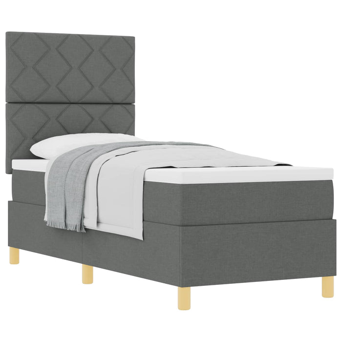 Pat cu arcuri cu headboard Gri închis 80 x 200 cm țesătură WALTI