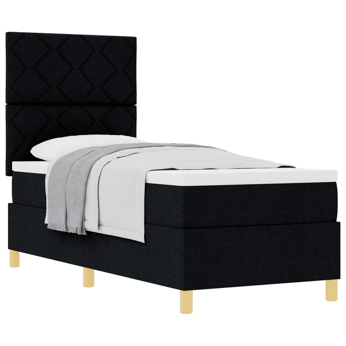 Pat cu arcuri cu headboard Negru 80 x 200 cm țesătură - WALTI WALTI