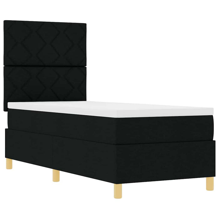 Pat cu arcuri cu headboard Negru 80 x 200 cm țesătură - WALTI WALTI