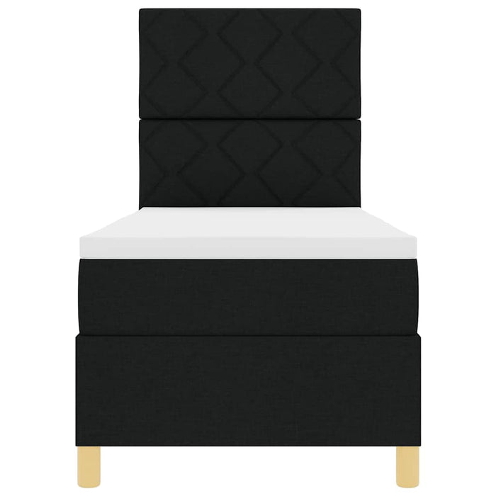 Pat cu arcuri cu headboard Negru 80 x 200 cm țesătură - WALTI WALTI
