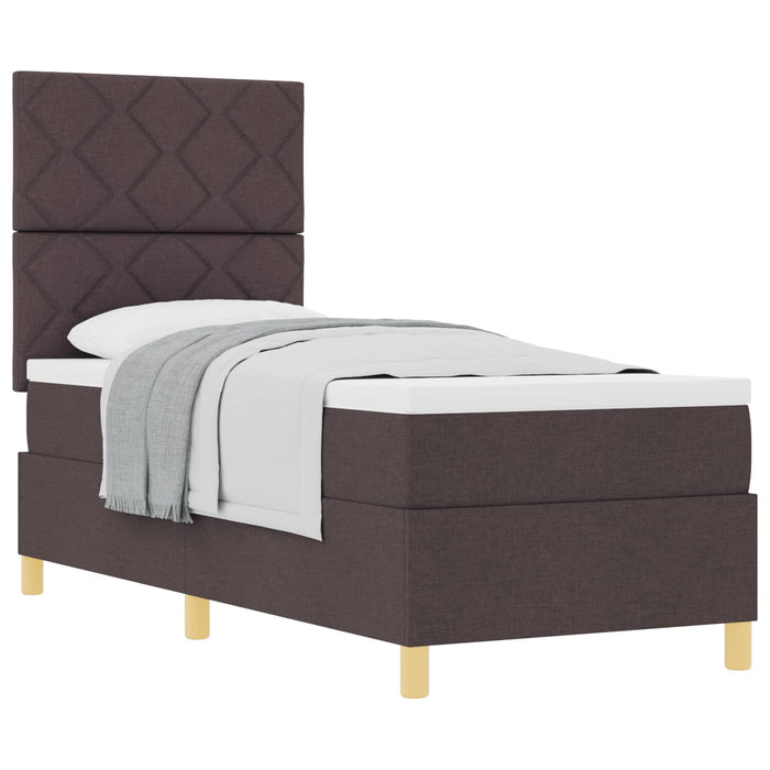 Pat cu arcuri cu headboard Maro închis 80 x 200 cm țesătură - WALTI WALTI