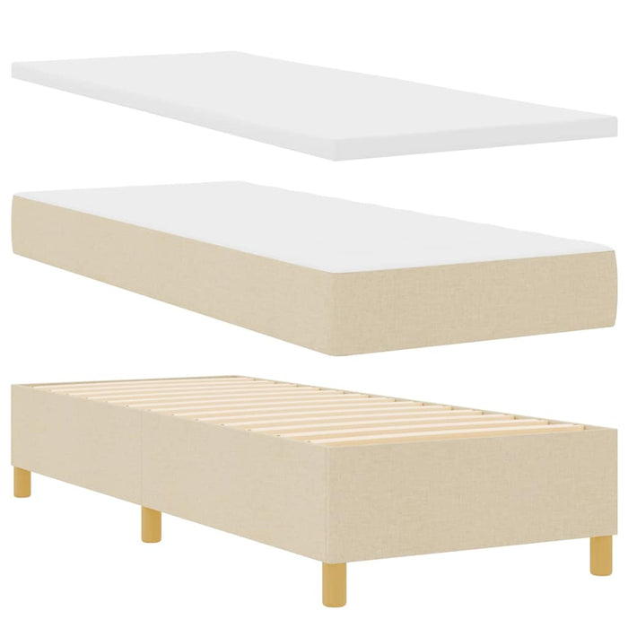 Pat cu arcuri cu headboard Crem 80 x 200 cm țesătură WALTI