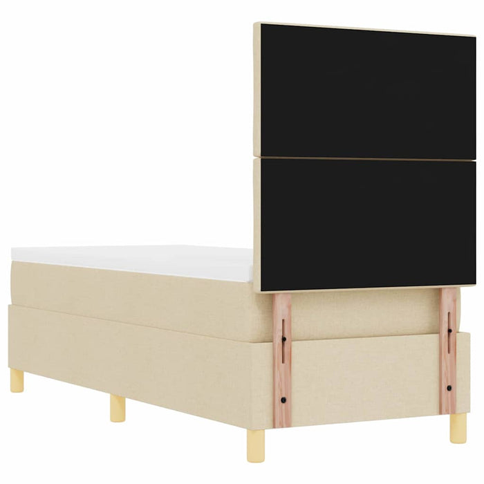 Pat cu arcuri cu headboard Crem 80 x 200 cm țesătură WALTI