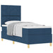 Pat cu arcuri cu headboard albastru 80 x 200 cm țesătură - WALTI WALTI