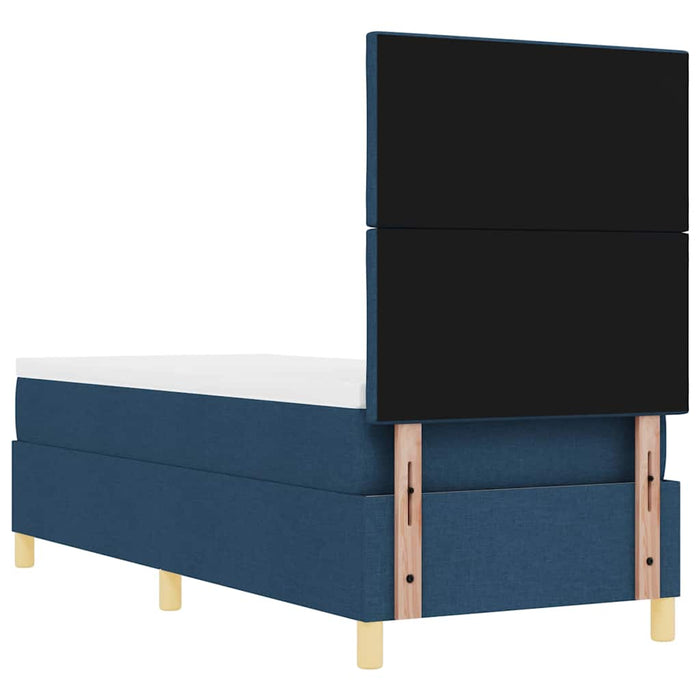 Pat cu arcuri cu headboard albastru 80 x 200 cm țesătură - WALTI WALTI