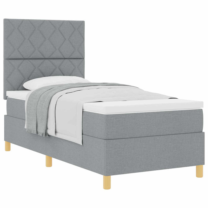 Pat cu arcuri cu headboard Gri deschis 90 x 190 cm țesătură WALTI