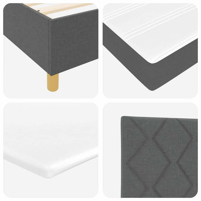 Pat cu arcuri cu headboard Gri închis 90 x 190 cm țesătură WALTI