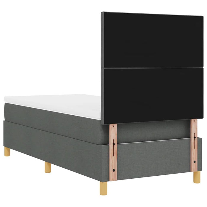 Pat cu arcuri cu headboard Gri închis 90 x 190 cm țesătură WALTI