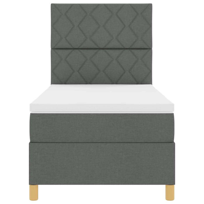 Pat cu arcuri cu headboard Gri închis 90 x 190 cm țesătură WALTI