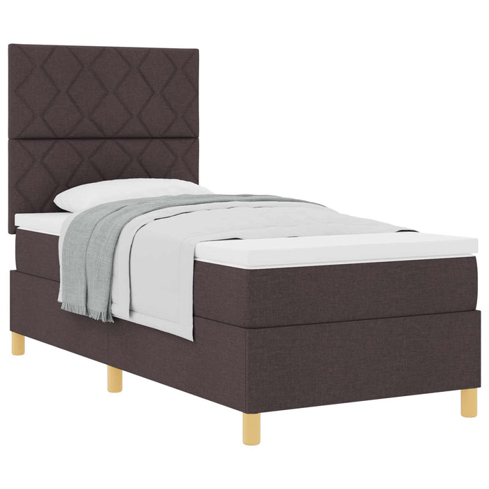 Pat cu arcuri cu headboard Maro închis 90 x 190 cm țesătură - WALTI WALTI