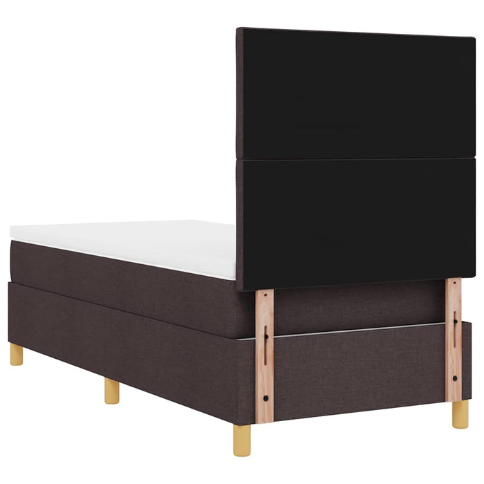 Pat cu arcuri cu headboard Maro închis 90 x 200 cm țesătură WALTI