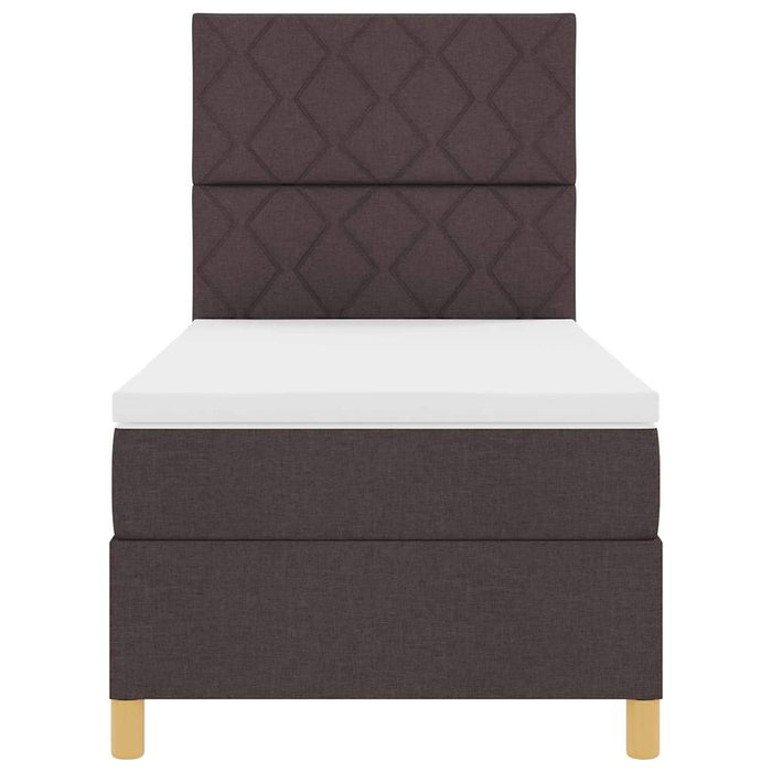 Pat cu arcuri cu headboard Maro închis 90 x 200 cm țesătură WALTI