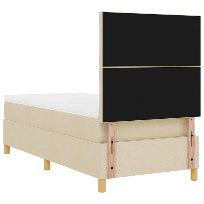Pat cu arcuri cu headboard Crem 90 x 200 cm țesătură WALTI