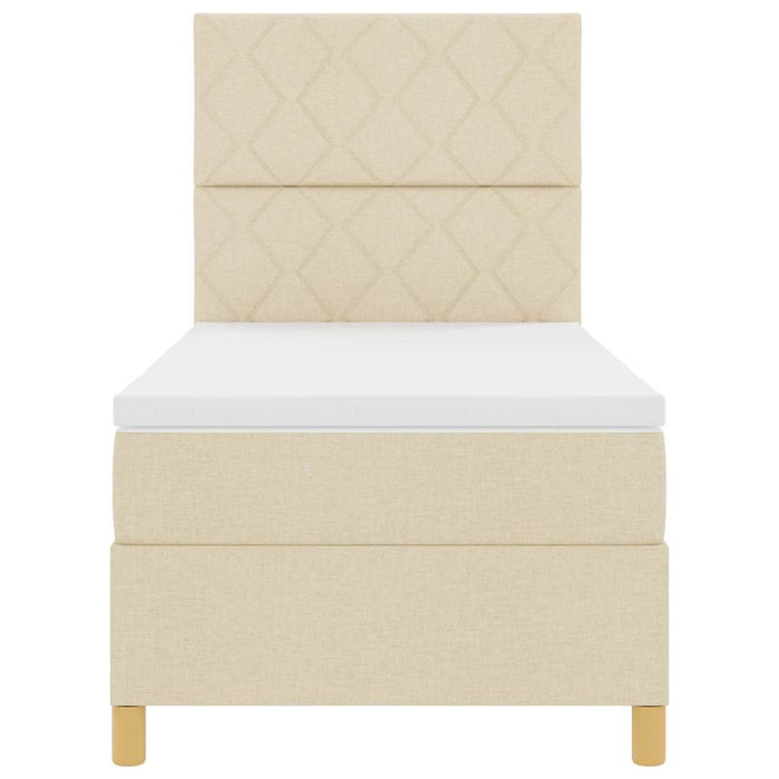 Pat cu arcuri cu headboard Crem 90 x 200 cm țesătură WALTI