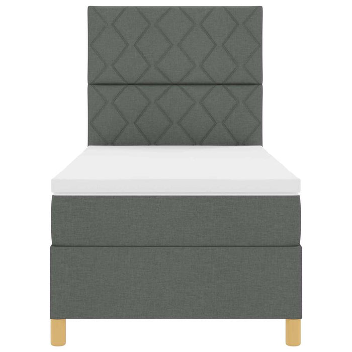 Pat cu arcuri cu headboard Gri închis 100 x 200 cm țesătură WALTI