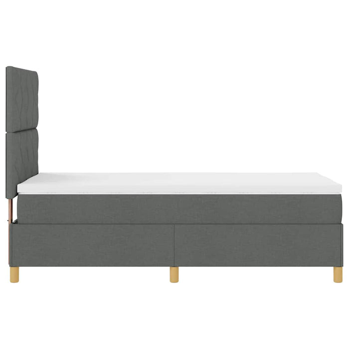 Pat cu arcuri cu headboard Gri închis 100 x 200 cm țesătură WALTI
