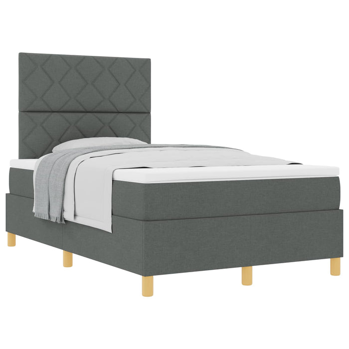 Pat cu arcuri cu headboard Gri închis 120 x 190 cm țesătură - WALTI WALTI
