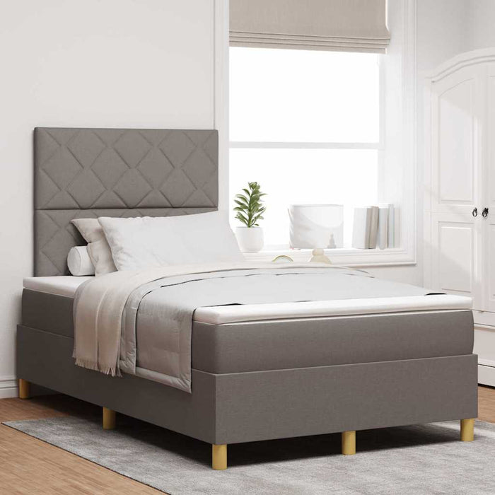 Pat cu arcuri cu headboard Gri taupe 120 x 190 cm țesătură WALTI