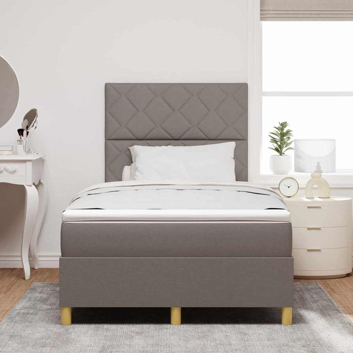 Pat cu arcuri cu headboard Gri taupe 120 x 190 cm țesătură WALTI