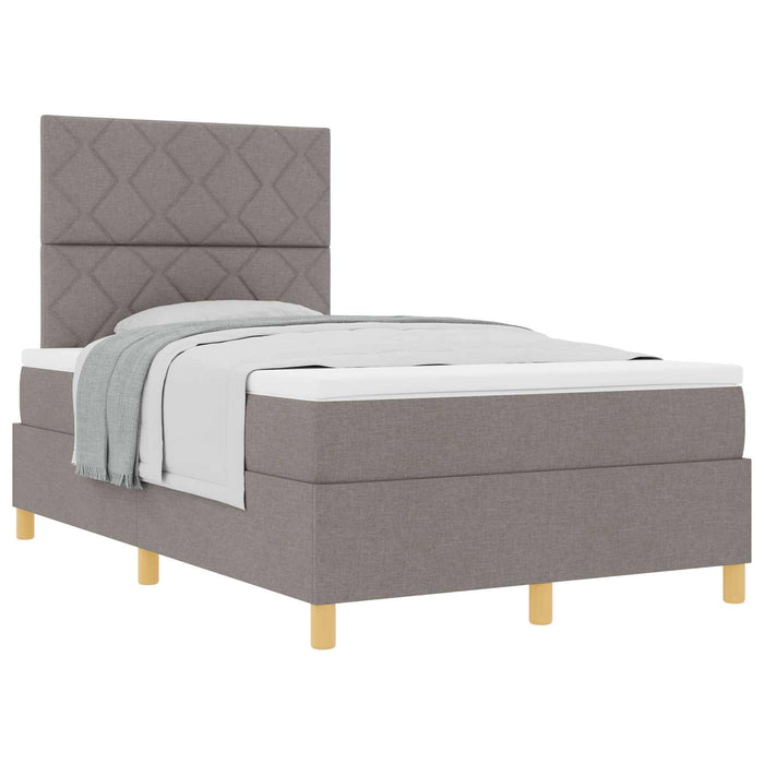 Pat cu arcuri cu headboard Gri taupe 120 x 190 cm țesătură WALTI