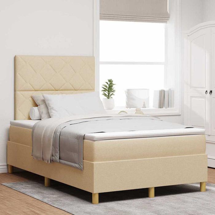 Pat cu arcuri cu saltea cu headboard Crem 120 x 190 cm țesătură - WALTI WALTI