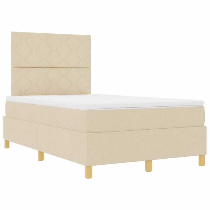 Pat cu arcuri cu headboard Crem 120 x 200 cm țesătură - WALTI WALTI
