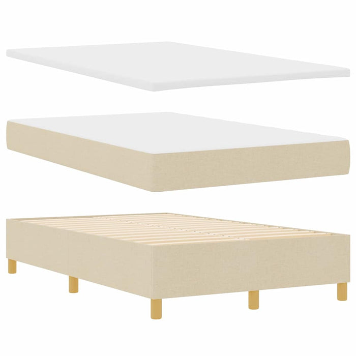 Pat cu arcuri cu headboard Crem 120 x 200 cm țesătură - WALTI WALTI