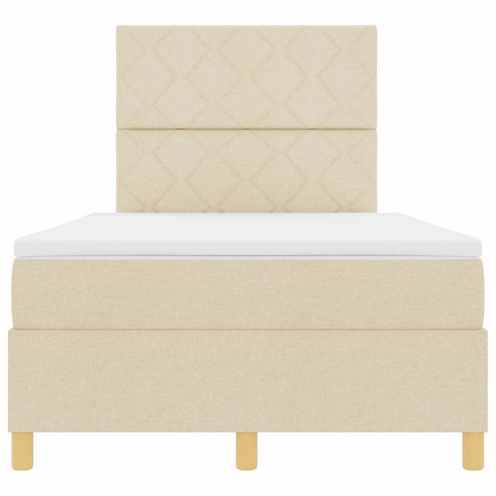 Pat cu arcuri cu headboard Crem 120 x 200 cm țesătură - WALTI WALTI