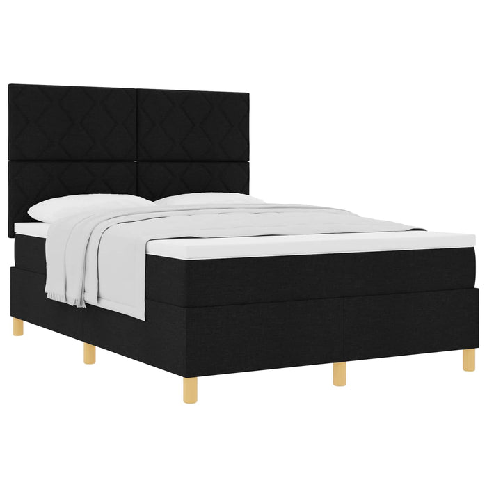 Pat cu arcuri cu headboard Negru 140 x 190 cm țesătură WALTI
