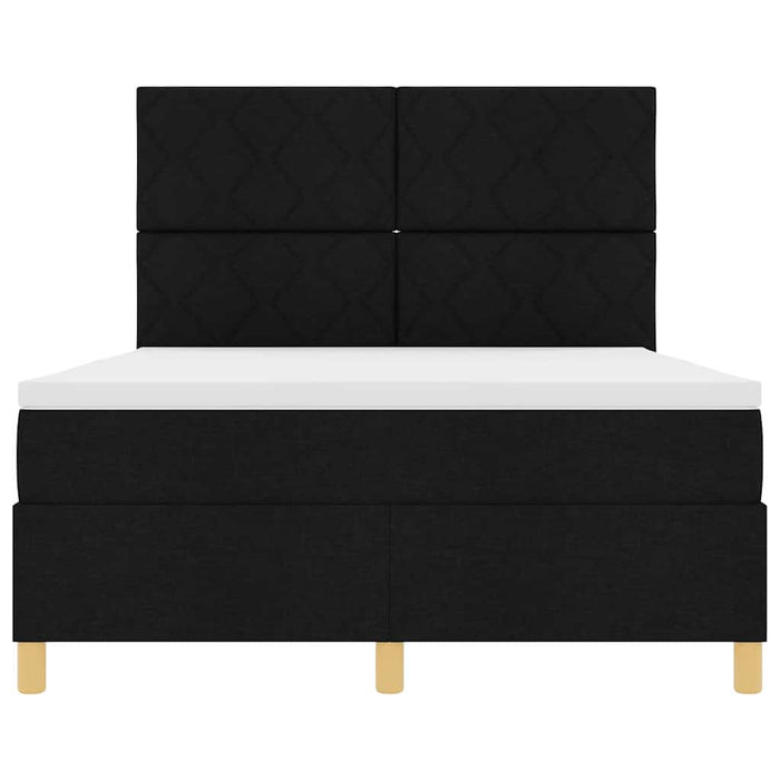 Pat cu arcuri cu headboard Negru 140 x 190 cm țesătură WALTI