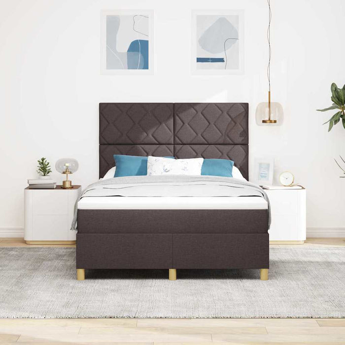 Pat cu arcuri cu headboard Maro închis 140 x 190 cm țesătură WALTI