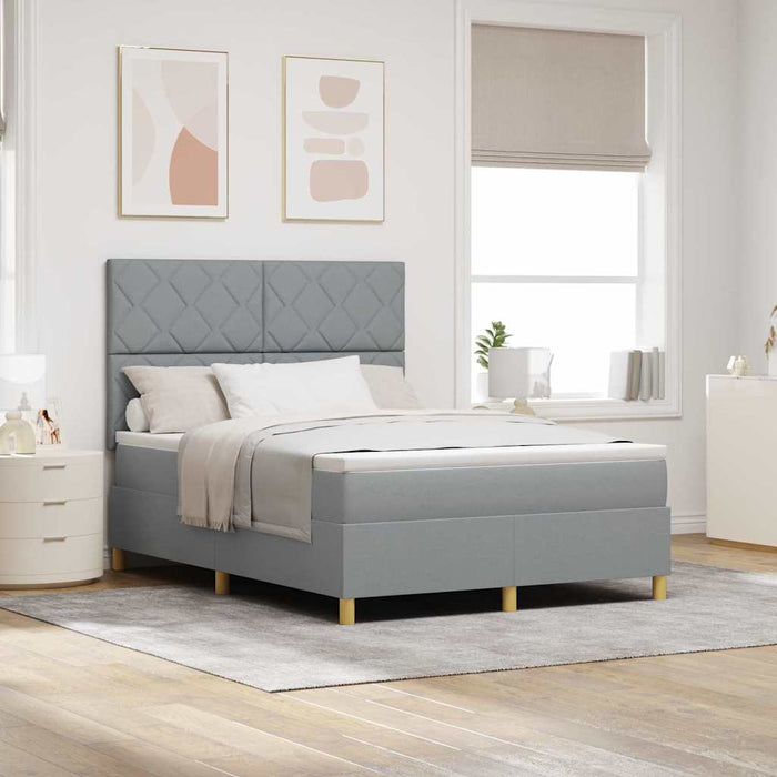 Pat cu arcuri cu headboard Gri deschis 140 x 200 cm țesătură - WALTI WALTI