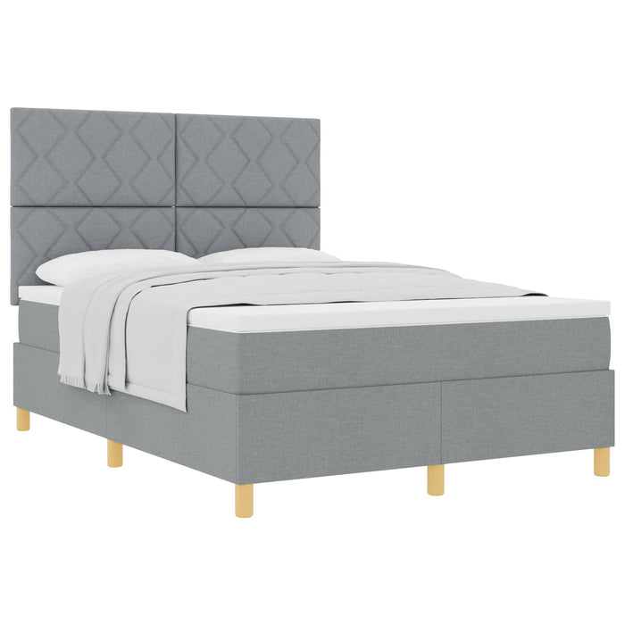 Pat cu arcuri cu headboard Gri deschis 140 x 200 cm țesătură - WALTI WALTI