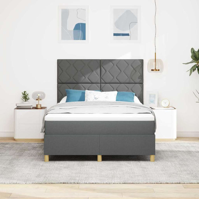 Pat cu arcuri cu headboard Gri închis 140 x 200 cm țesătură WALTI