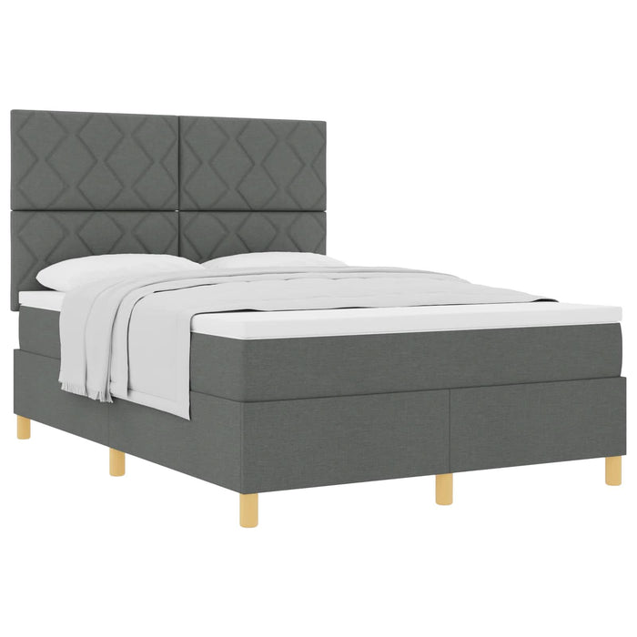 Pat cu arcuri cu headboard Gri închis 140 x 200 cm țesătură WALTI