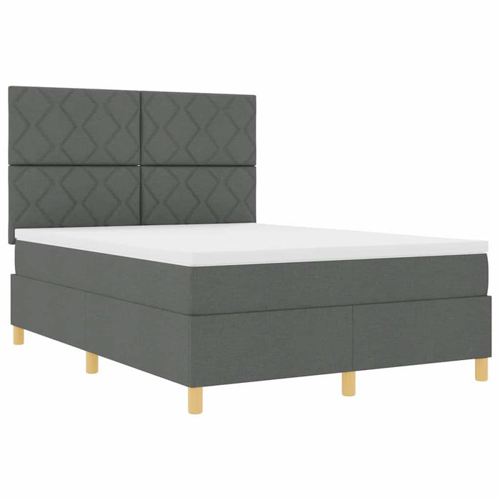Pat cu arcuri cu headboard Gri închis 140 x 200 cm țesătură WALTI