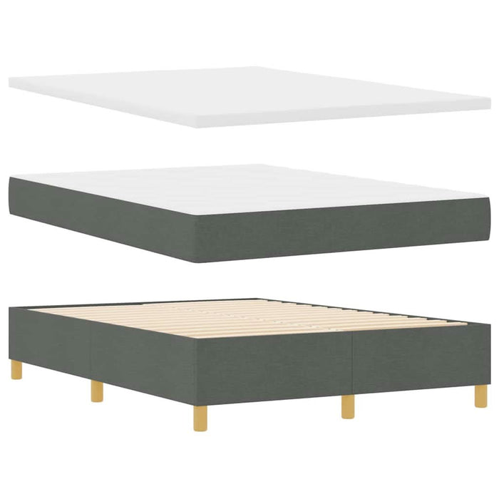 Pat cu arcuri cu headboard Gri închis 140 x 200 cm țesătură WALTI