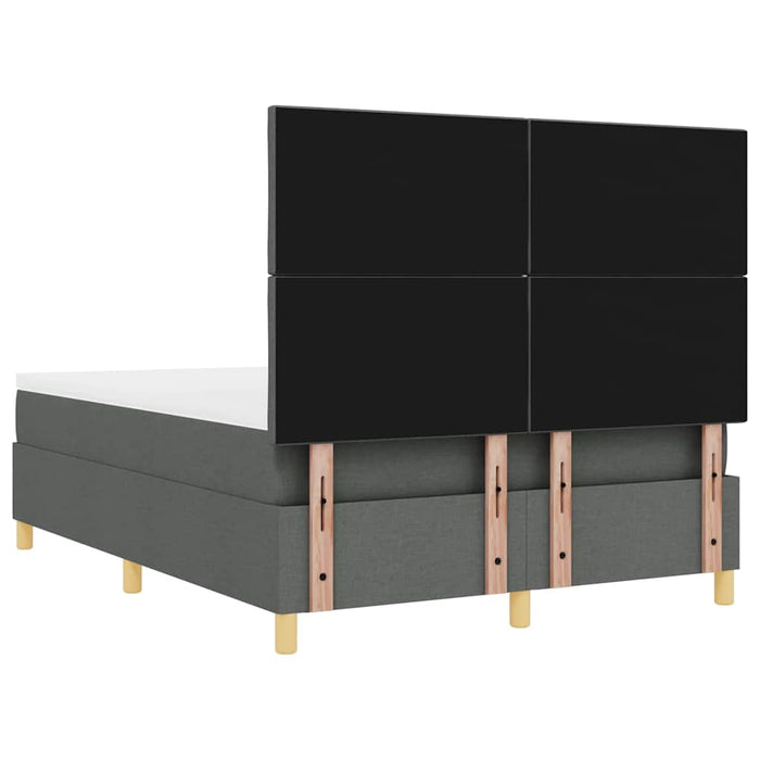 Pat cu arcuri cu headboard Gri închis 140 x 200 cm țesătură WALTI