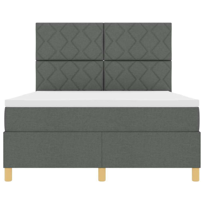 Pat cu arcuri cu headboard Gri închis 140 x 200 cm țesătură WALTI