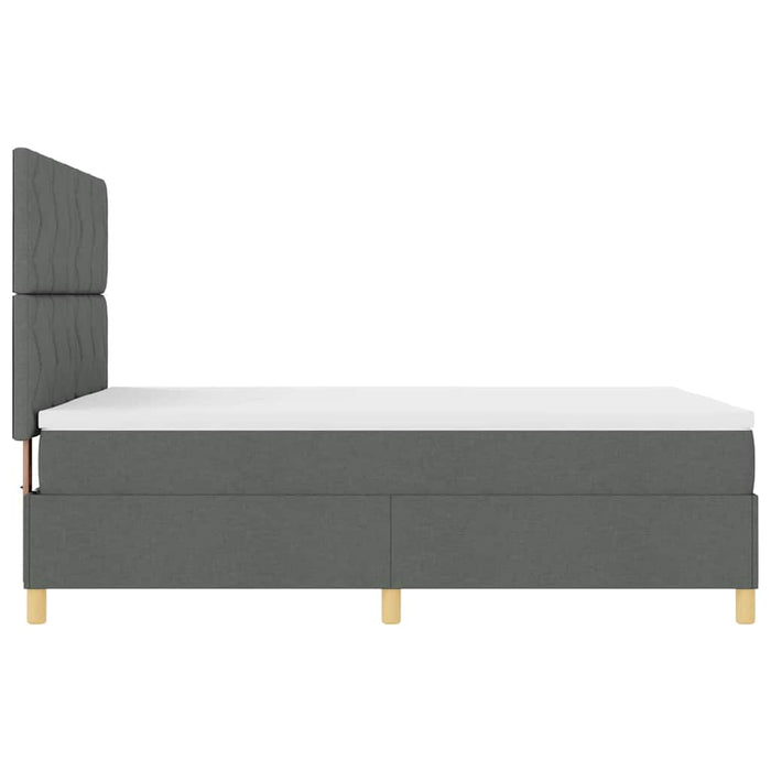 Pat cu arcuri cu headboard Gri închis 140 x 200 cm țesătură WALTI
