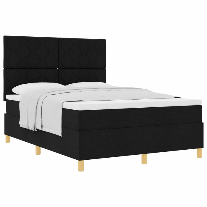 Pat cu arcuri cu headboard Negru 140 x 200 cm țesătură WALTI
