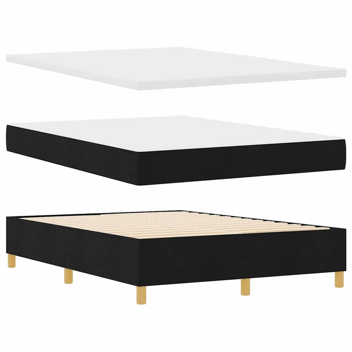 Pat cu arcuri cu headboard Negru 140 x 200 cm țesătură WALTI
