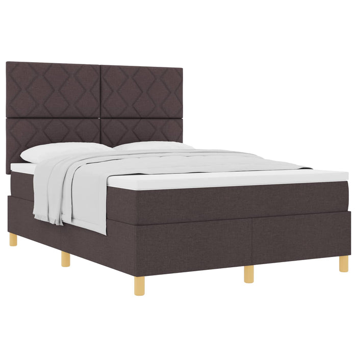 Pat cu arcuri cu headboard Maro închis 140 x 200 cm țesătură WALTI
